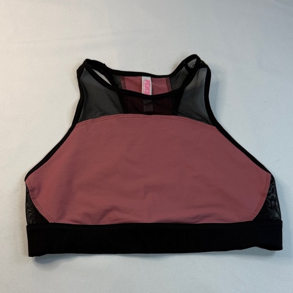 PINK Victoria's Secret Dusty Rose and Black Sports Bra - Picture 1 of 5